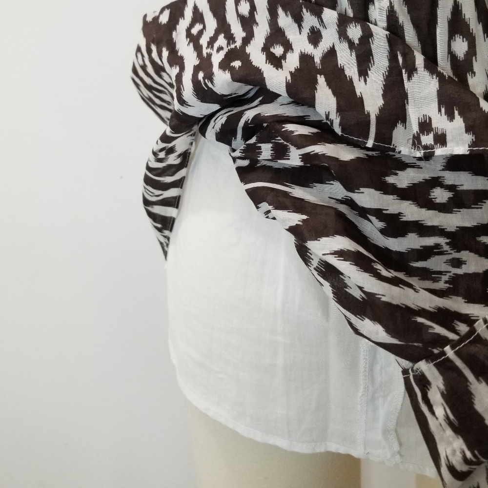 MILLY NY Vintage Brown and White IKAT Print Strapless Cotton Top sz 6 - Picture 9 of 16